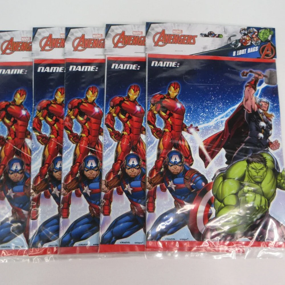 Avengers Treat Bags Party Favors 5Pk 40 Bags Total Iron Man Hulk Thor Loot Bags